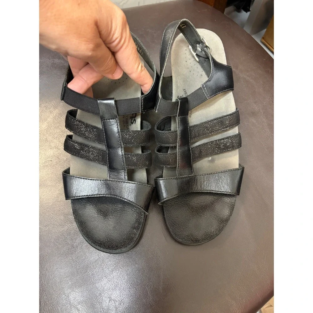 SAS Tripad Allegro comfort Black Leather Strappy Sandals Womens 8.5M